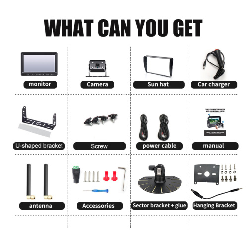 2022 New Arrival Universal 2.4G Car Wireless Camera System with 7 Inch Touch Button IPS AHD Monitor for Bus Truck Vehicle Reversing