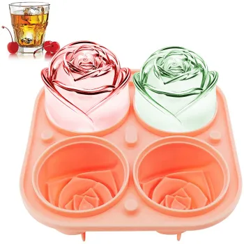 3D Rose Ice Molds 2.5 Inch: Large Ice Cube Trays for Cocktails and Beverages