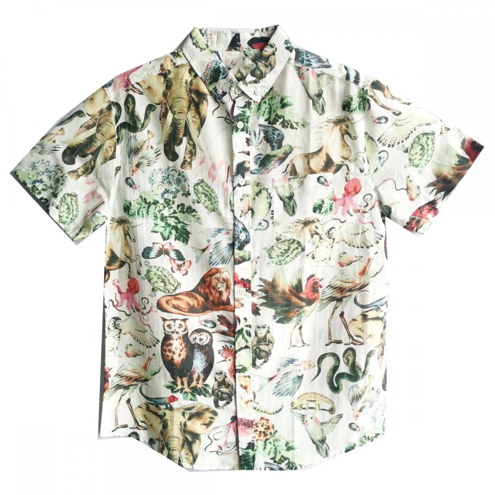 Hombres Soft Baltable Cotton Animal Camisa estampada