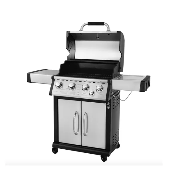 Backyard Party Cast Iron Cooking Grill Adjustable Height Stainless Steel Trolley Bbq Gas Grill