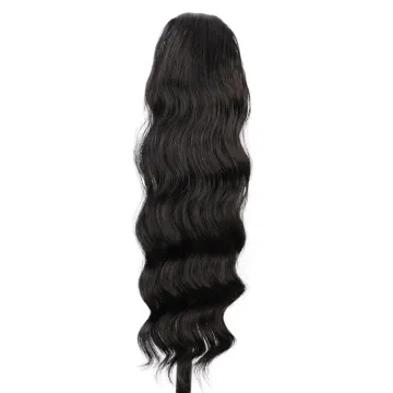 Vigorous Body Wave Magic Paste Wrap Around Upgraded Pocket Heat Resistant Fiber Drawstring Synthetic Ponytail Hair Extension