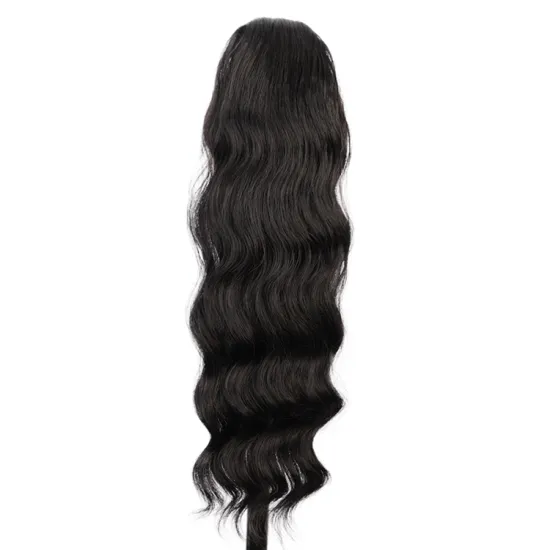 Vigorous Body Wave Magic Paste Wrap Around Upgraded Pocket Heat Resistant Fiber Drawstring Synthetic Ponytail Hair Extension