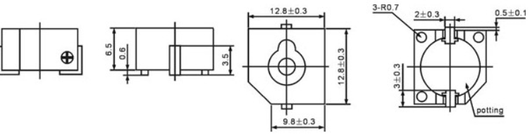 12.8x12.8x6.5mm SMD Magenetic Buzzer 5V 2400Hz