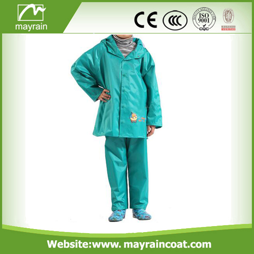 PU Children Red And Green Rainsuits