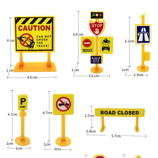 Hot Sale Cartoon Cake Toppers: Plastic Road Signs & Traffic Cones for Cake Decoration