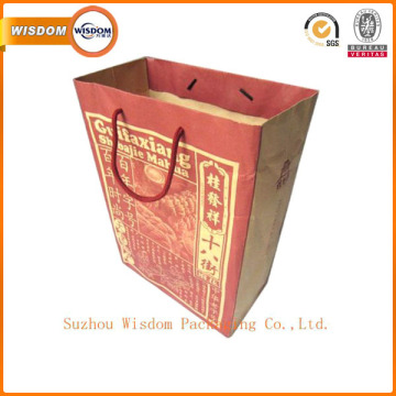Fancy auto-maker brown kraft paper bag design with twisted handle
