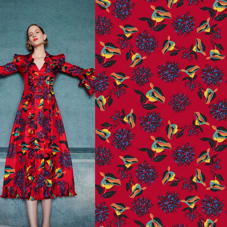 Leaf Digital Printed 100% Polyester Scuba Dress Fabric