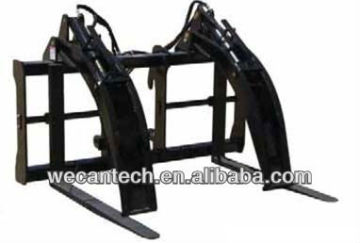 Skid steer loader attachment wood grapple fork