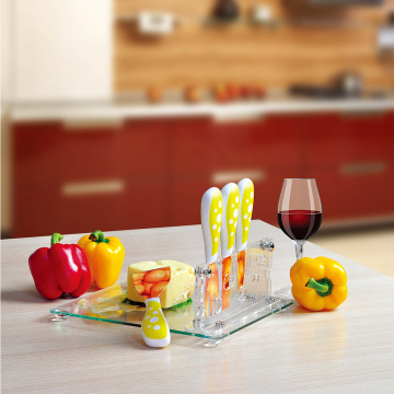 cheese knife set with acrylic holder