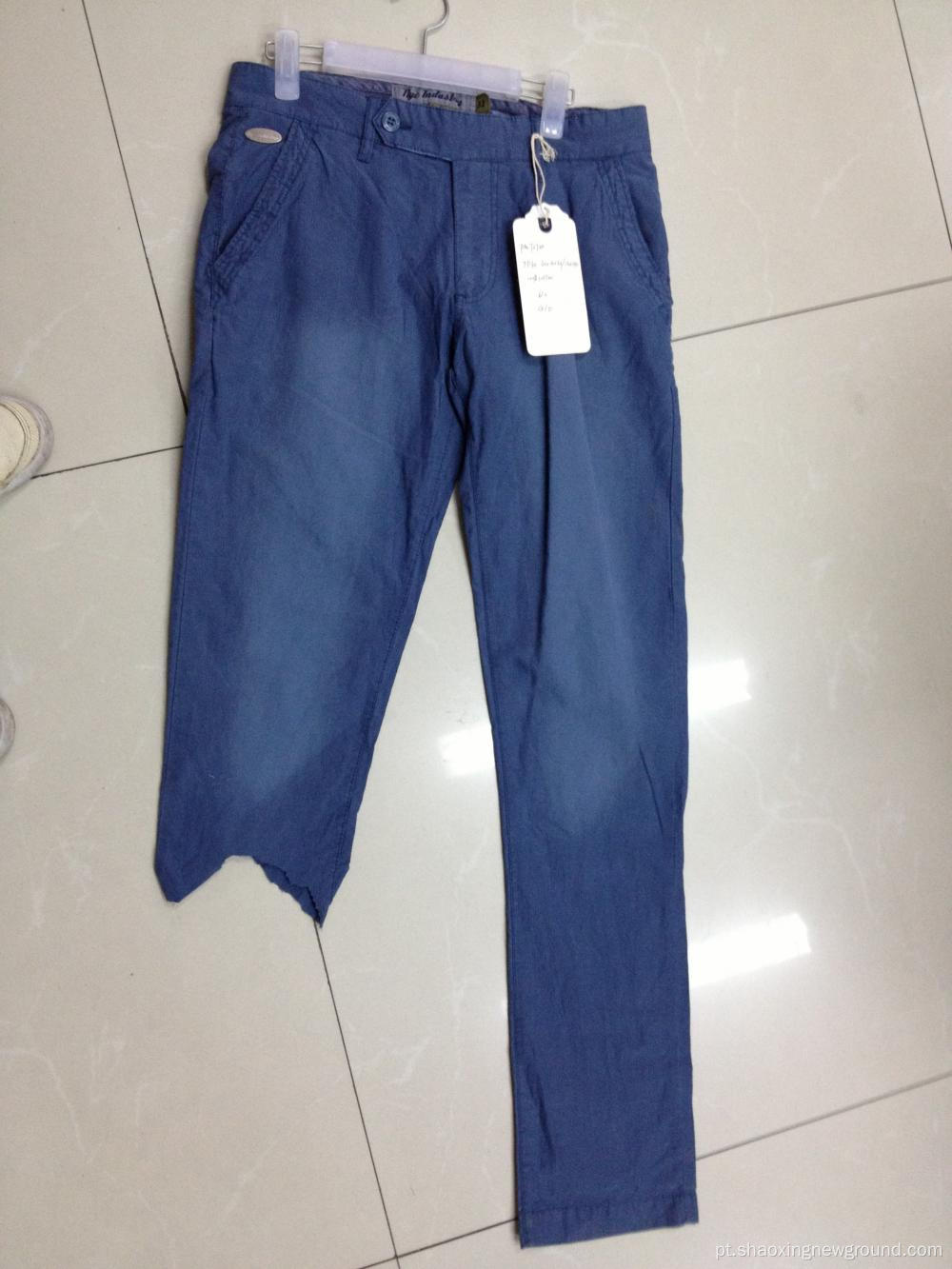 Calça masculina de algodão azul de alta qualidade