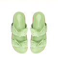 Custom Green Flat Strap Slide Sandals