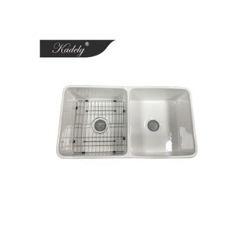 White Porcelain Kitchen Sink Double Bowl