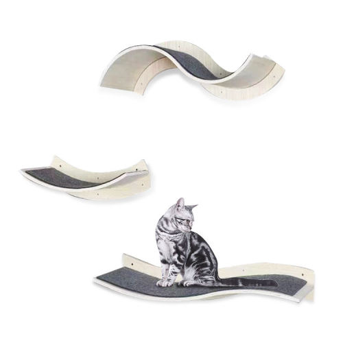 Modern Large Wall Wooden Cat Climbing Scratching Tree