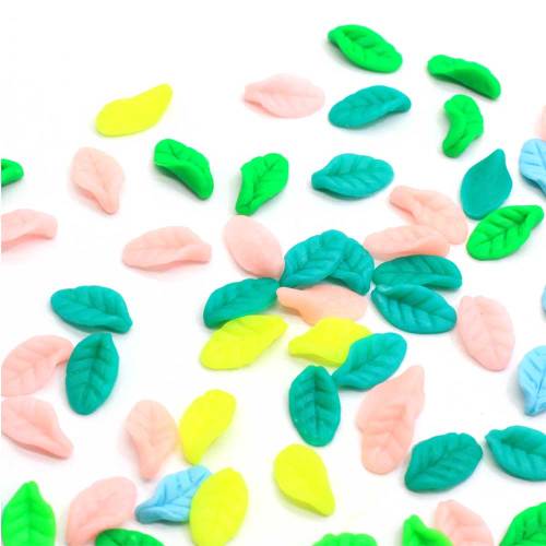 100pcs Multi Colors Baumblatt Polymer Clay Bead Cute Kawaii Blätter Diy Dekoration Schleimfüller