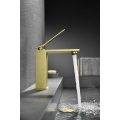 Luxury new design square solid copper wash basin mixer gold bathroom faucet