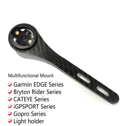 Carbon Fiber Bicycle Computer Holder for Garmin, GoPro, Wahoo, Bryton & Light Stand