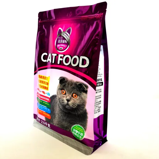 Flat bottom mylar stand up pet food bag