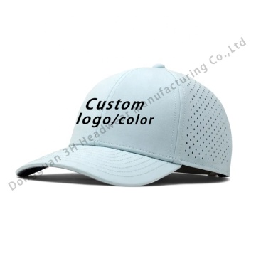 Custom Logo 6 Panel Sports Caps with Laser Cut Holes for Men and Women