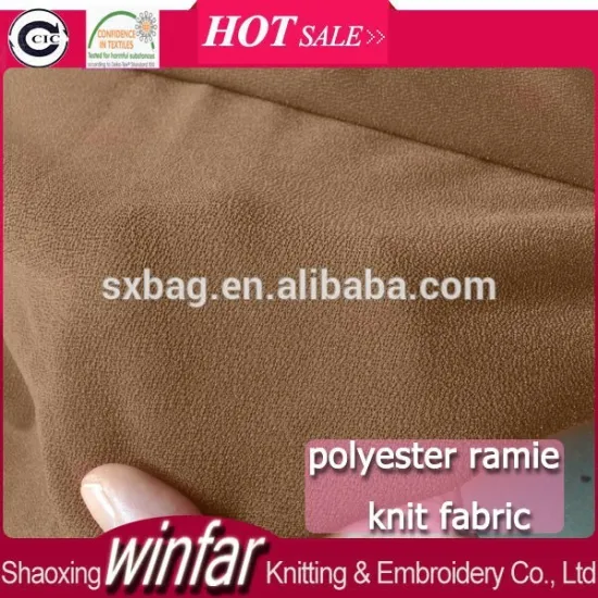 Winfar Textile Plain Dyed Soft Knit Ramie Polyester Spandex Scuba Fabric