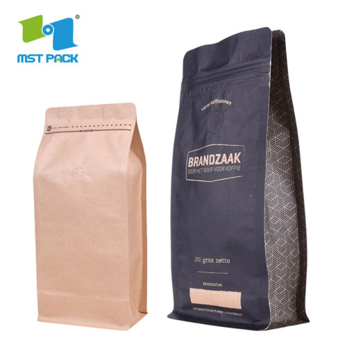 Biodégradable Kraft Paper Emballage Sac à café ziplock avec fenêtre