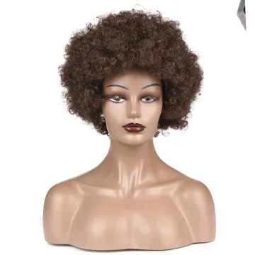 Synthetic Short Hair Afro Kinky Curly Wigs With Bangs For Black Women African Synthetic Omber Blonde Cosplay Wigs Heat Resistant