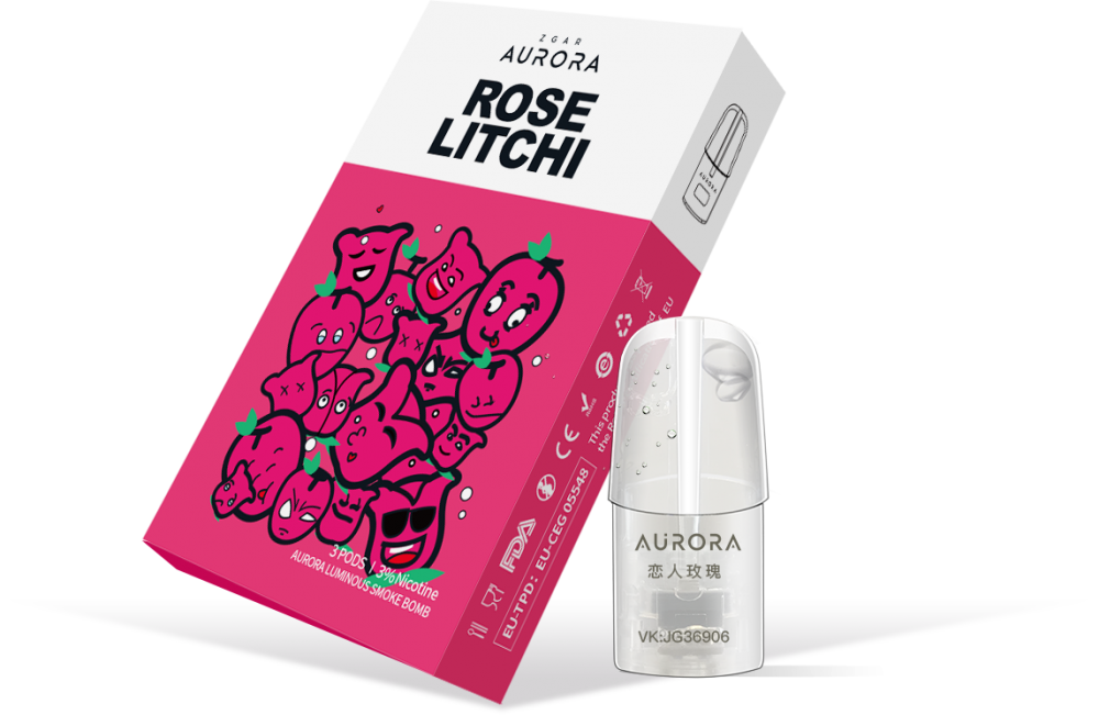 ZGAR Aurora Vape Pod systems Rose Litchi Flavour