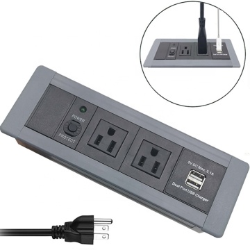 US 2 Outlet With 2 USB Office Table Power Socket