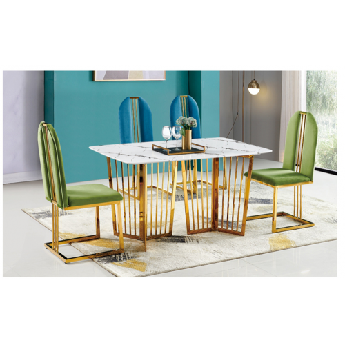 Gold Painted Simple Luxury Square Dining Table