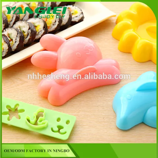 4PCS Cute Rabbit & Dolphin Sushi Maker Rice Onigiri Mold Mould Punch DIY Bento