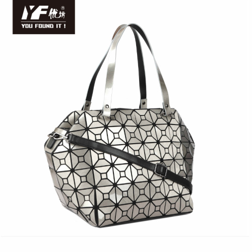 Waterproof geometric pattern silver handbag