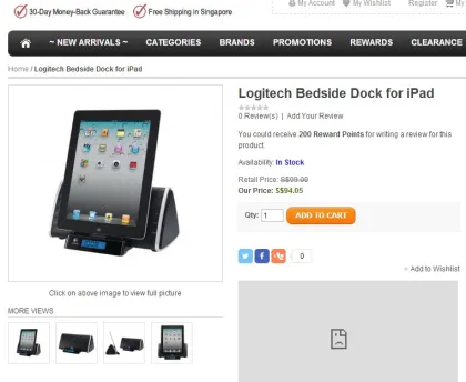 Logitech Bedside Dock for iPad speaker