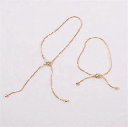 Yiwu Aceon Stainless Steel Snake Chain Anklet with Adjustable Beads