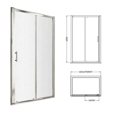 PTB 6mm Sliding Door Shower Enclosure - Tempered Glass 1900x1850mm Modern Rectangle ABS Straight