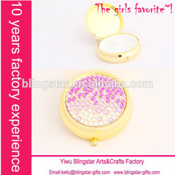 bling bling rhinestone metal pill box