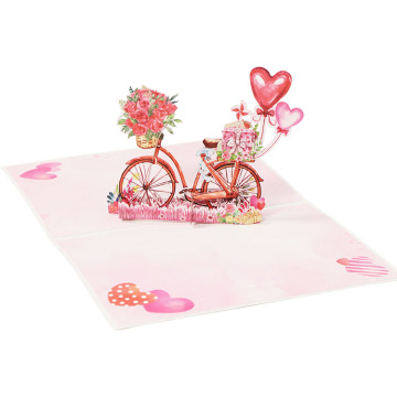 Pink Bicycle Valentine's Day 3D Pop Up Card