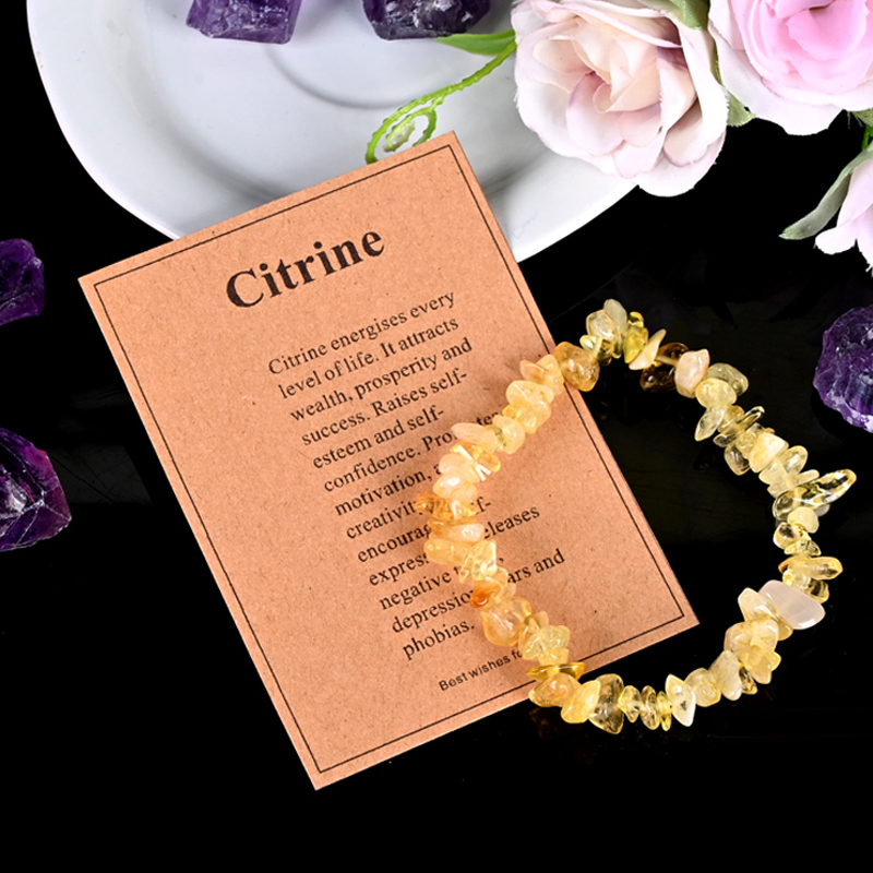 Pulsera de chip de cristal de cuarzo de rosa natural para curación