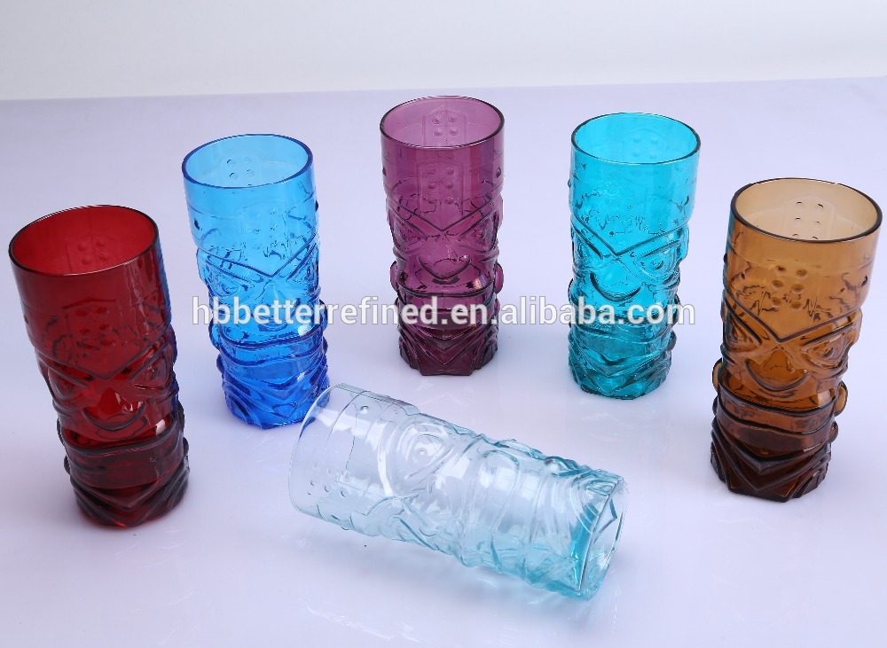 Blown Colored Tiki Glass Mug For Sale