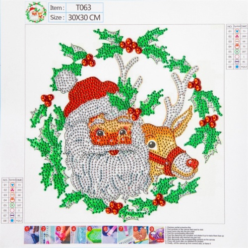 Wreath Santa Claus Shaped Crystal Diamond Painting