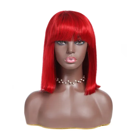 Wholesale Glueless Short Human Hair Wigs For Women Black With Bang Blonde Yellow Red Brazilian Straight Hair Short Bob Wigs