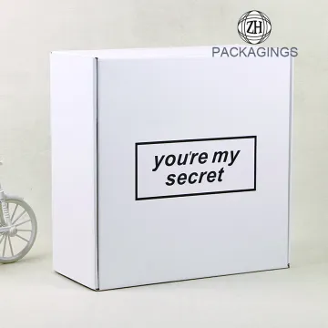 White glossy paper shipping box for clothing