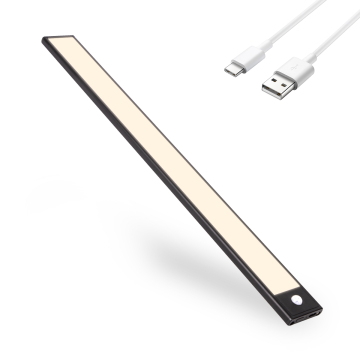 USB Перезаряжаемый датчик движения PIR Тепловой светодиод под светом шкафа с алюминиевой оболочкой: ультра-тонкий ночной свет