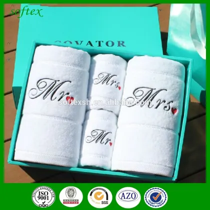 Couple embroidery cotton towels,Valentine's day gift towels wedding gift towels