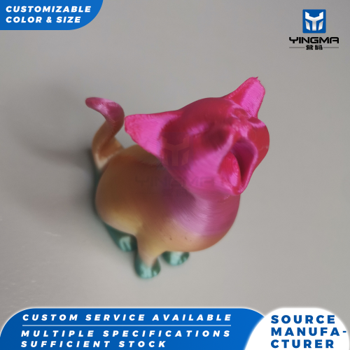 3D Baskılı Gökkuşağı Degrade Kedi Heykel Dekoru