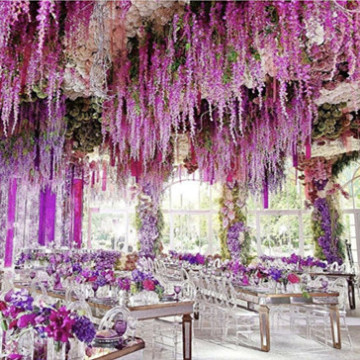 YAYUN A-1050 Artificial Silk Wisteria Flower Wall Backdrop for Home Decoration