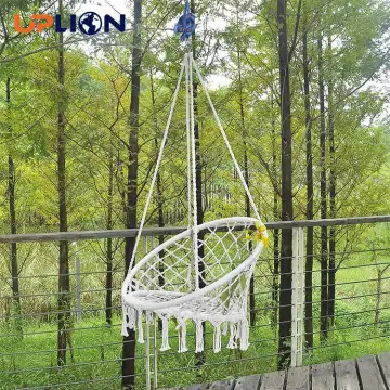 Uplion Outdoor Tassel Hammock Chair Cotton Rope Hanging Swing Chair for Adults