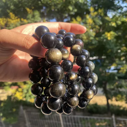 Golden Sheen Obsidian Crystal Bracelets for Women - Natural Healing Stone Jewelry