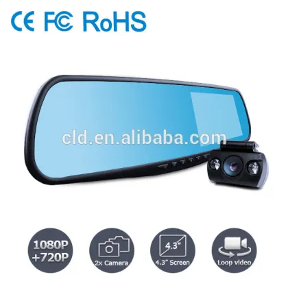 4.3" Screen Full HD Motion Detection 140 Degree Wide Angle rearview dash cam