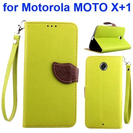 Litchi Texture Leaf Magnetic Closure Wallet Leather Cover Case for Motorola MOTO X+1