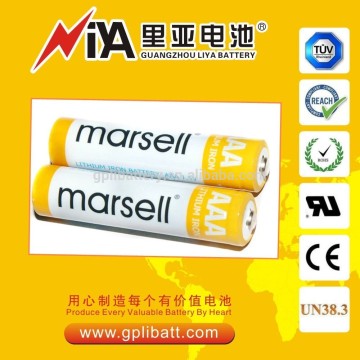 Lithium battery AAA 1200MAH 1.5V LiFeS2 Battery