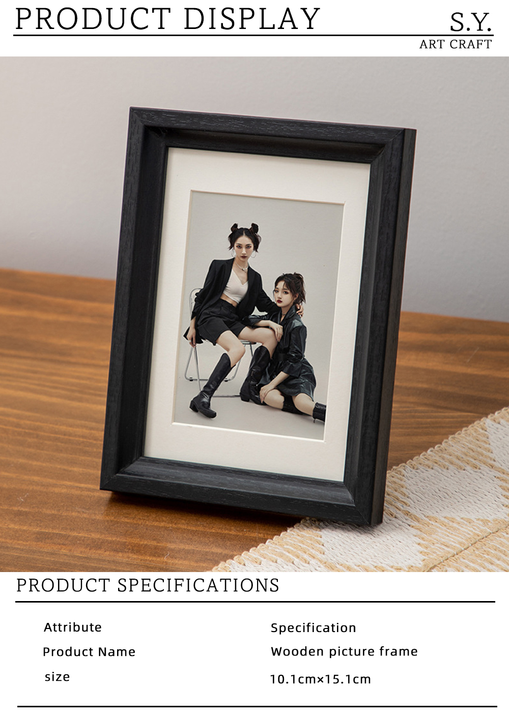 Vertical Black Wooden Frame for Friend Photos X